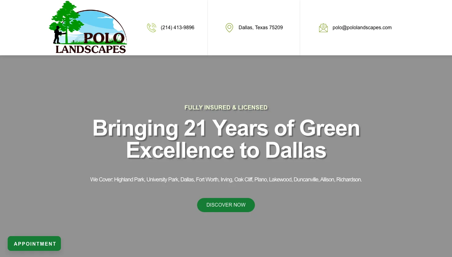 Polo Landscapes website screenshot