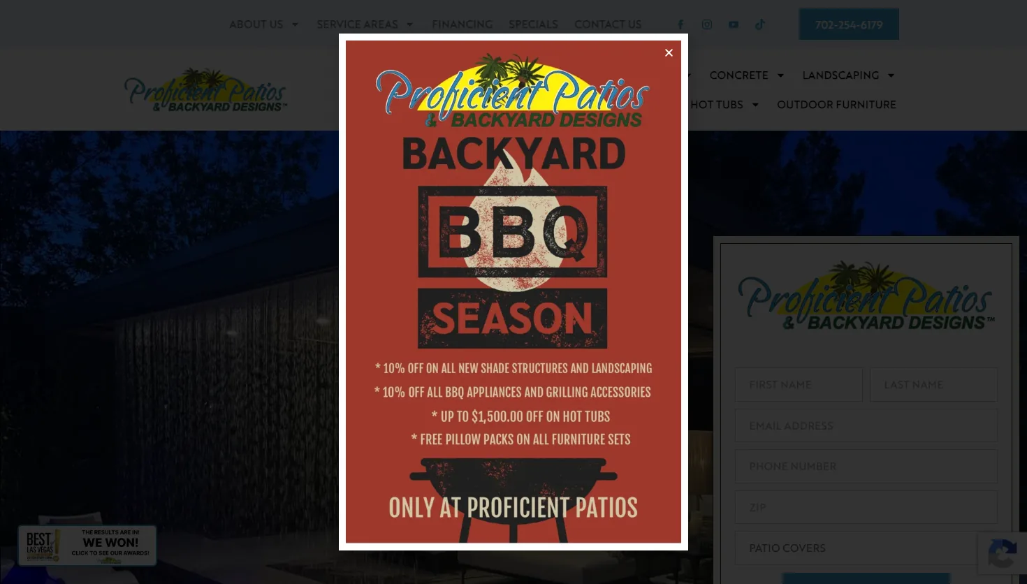 Proficient Patios & Backyard Designs website screenshot