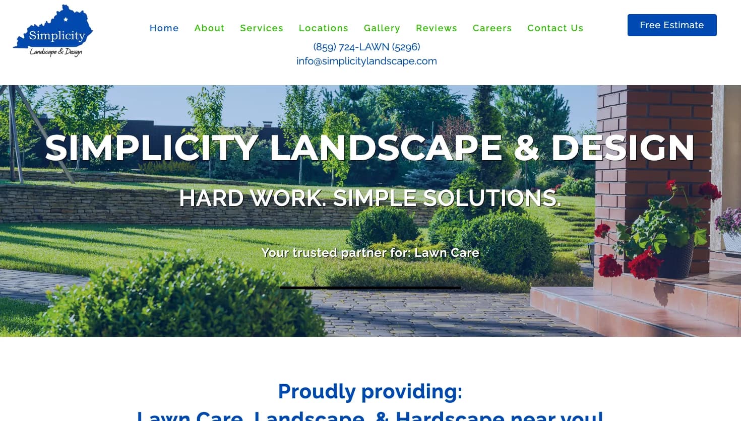 Simplicity Landscape & Design website screenshot