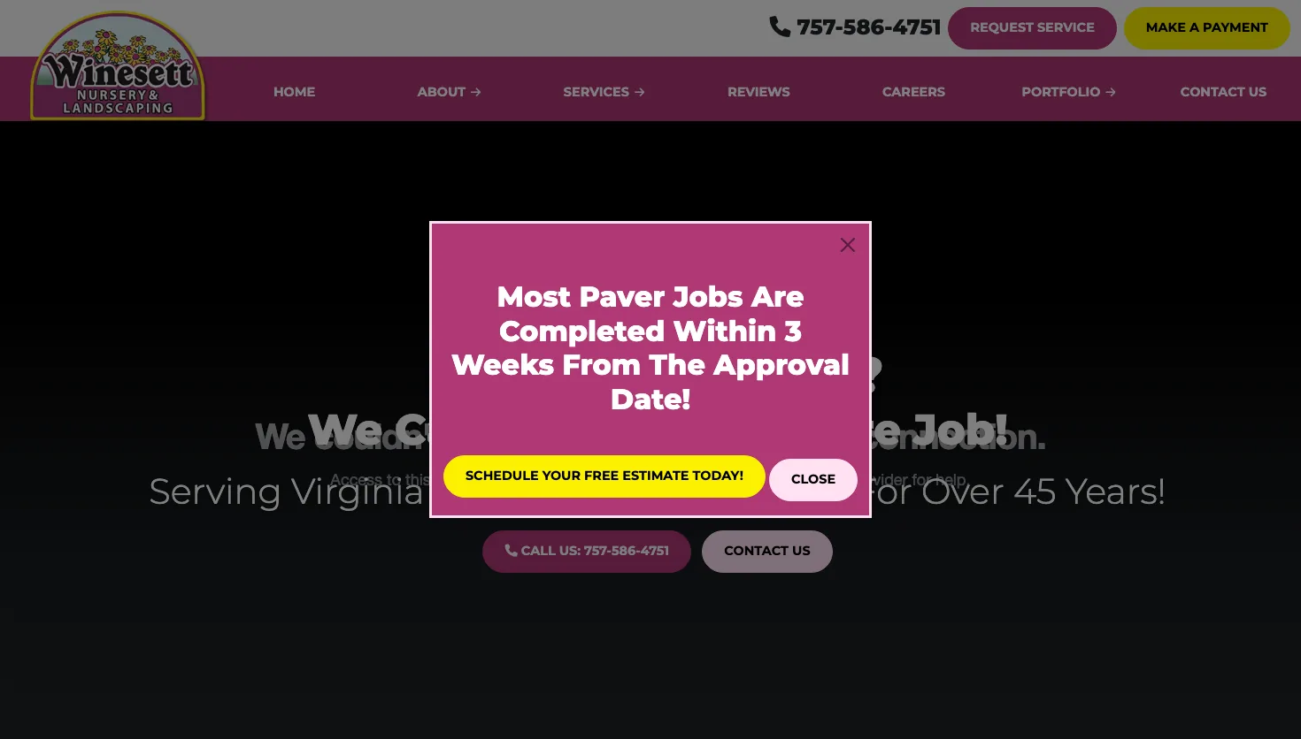 Winesett Nursery and Landscaping website screenshot