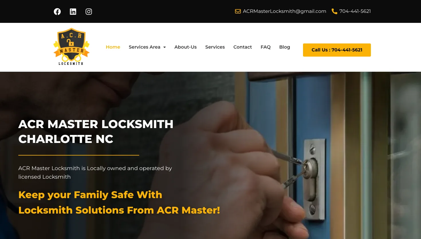 ACR Master Locksmith website screenshot