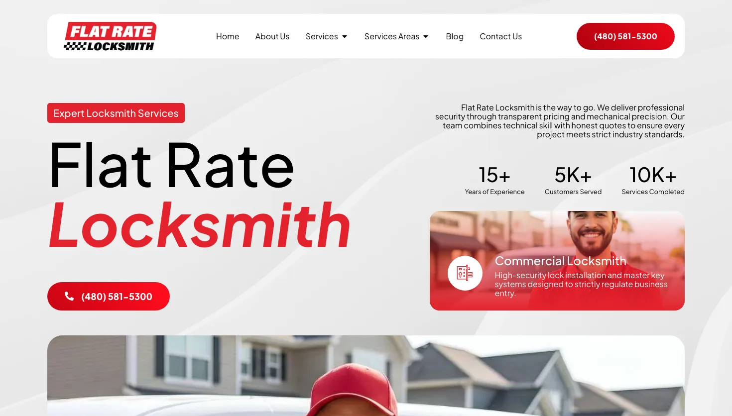 Flat Rate Locksmith website screenshot