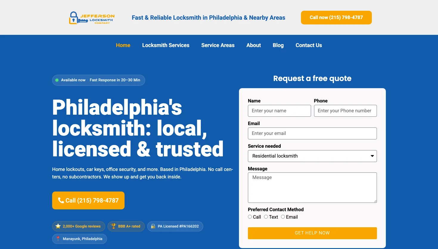 Jefferson Locksmith website screenshot