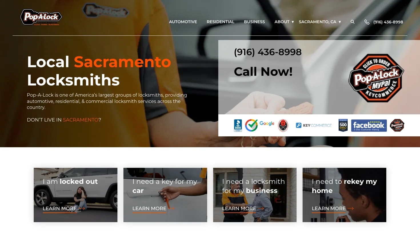 Pop-A-Lock of Baltimore website screenshot
