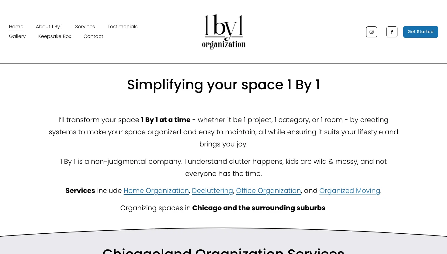 1 By 1 Organization, LLC website screenshot