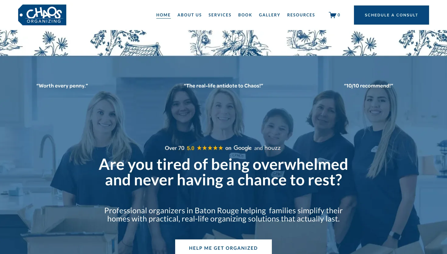 Chaos Organizing website screenshot