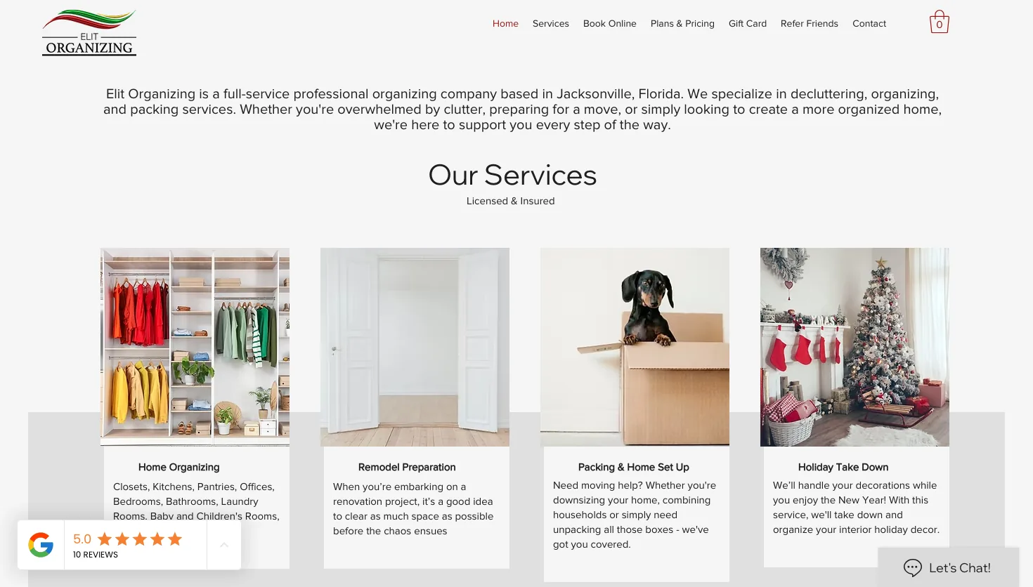 Elit Organizing website screenshot