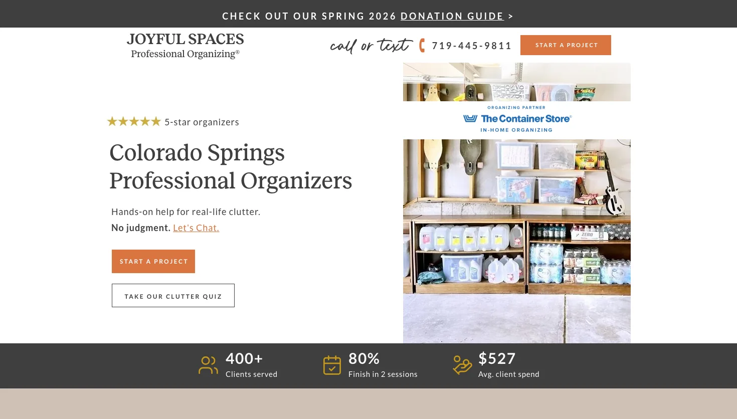 Joyful Spaces website screenshot