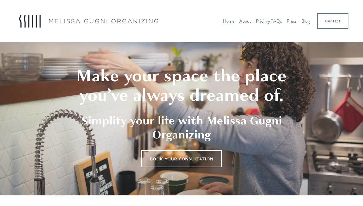 Melissa Gugni Organizing website screenshot