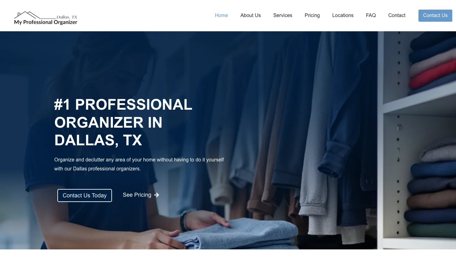 My Professional Organizer Dallas website screenshot
