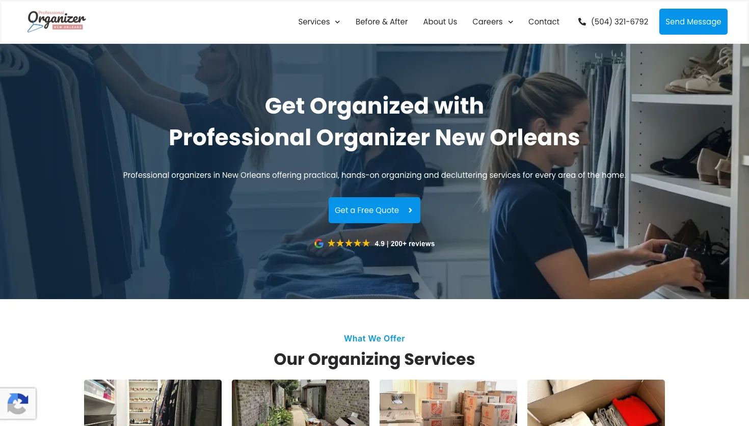 Professional Organizer New Orleans website screenshot