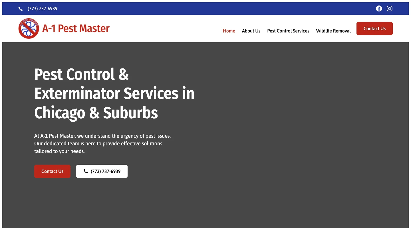 A-1 Pest Master Exterminating Company Inc. website screenshot