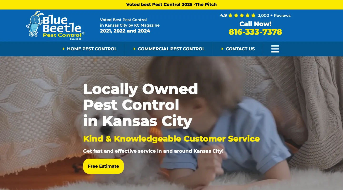 Blue Beetle Pest Control website screenshot