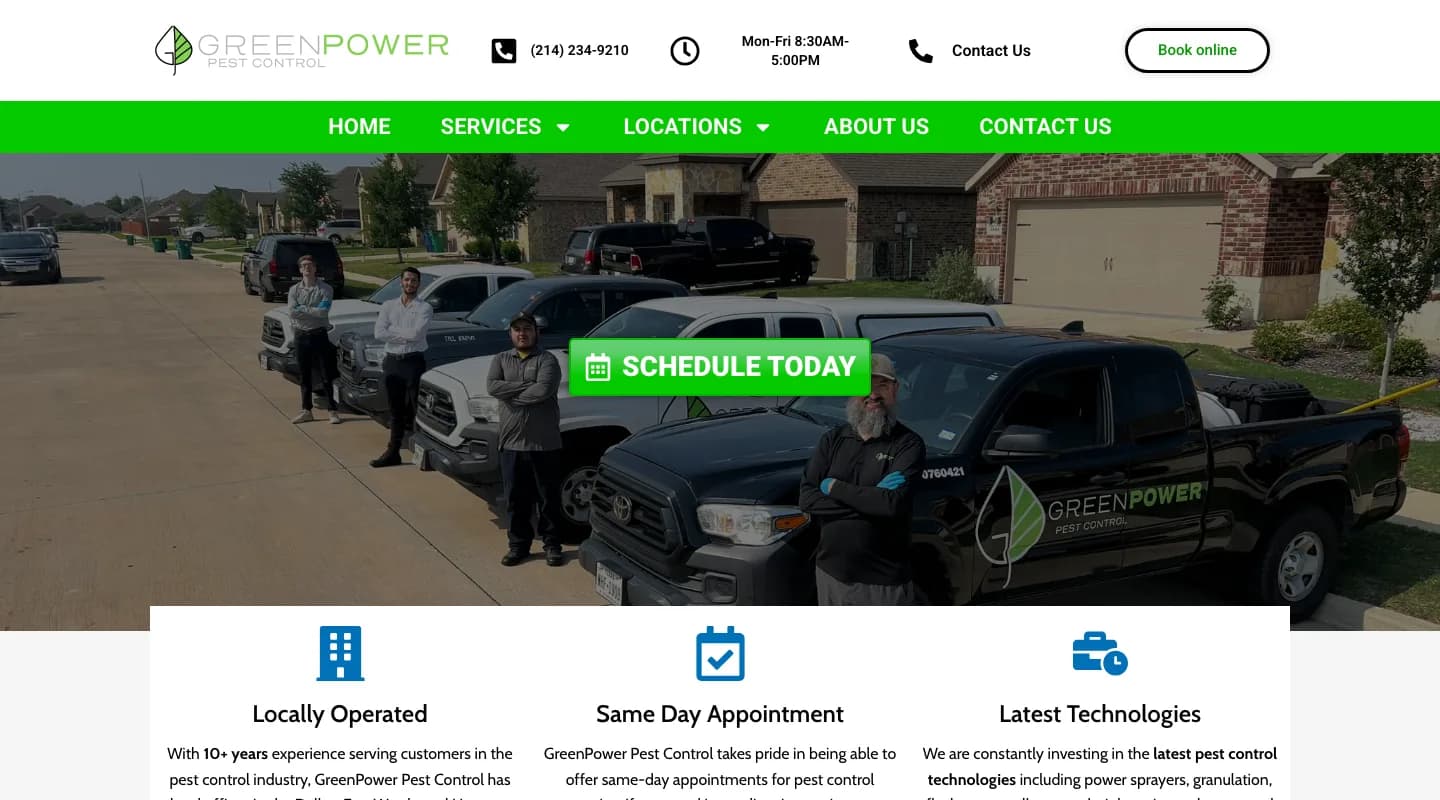 GreenPower Pest Control website screenshot