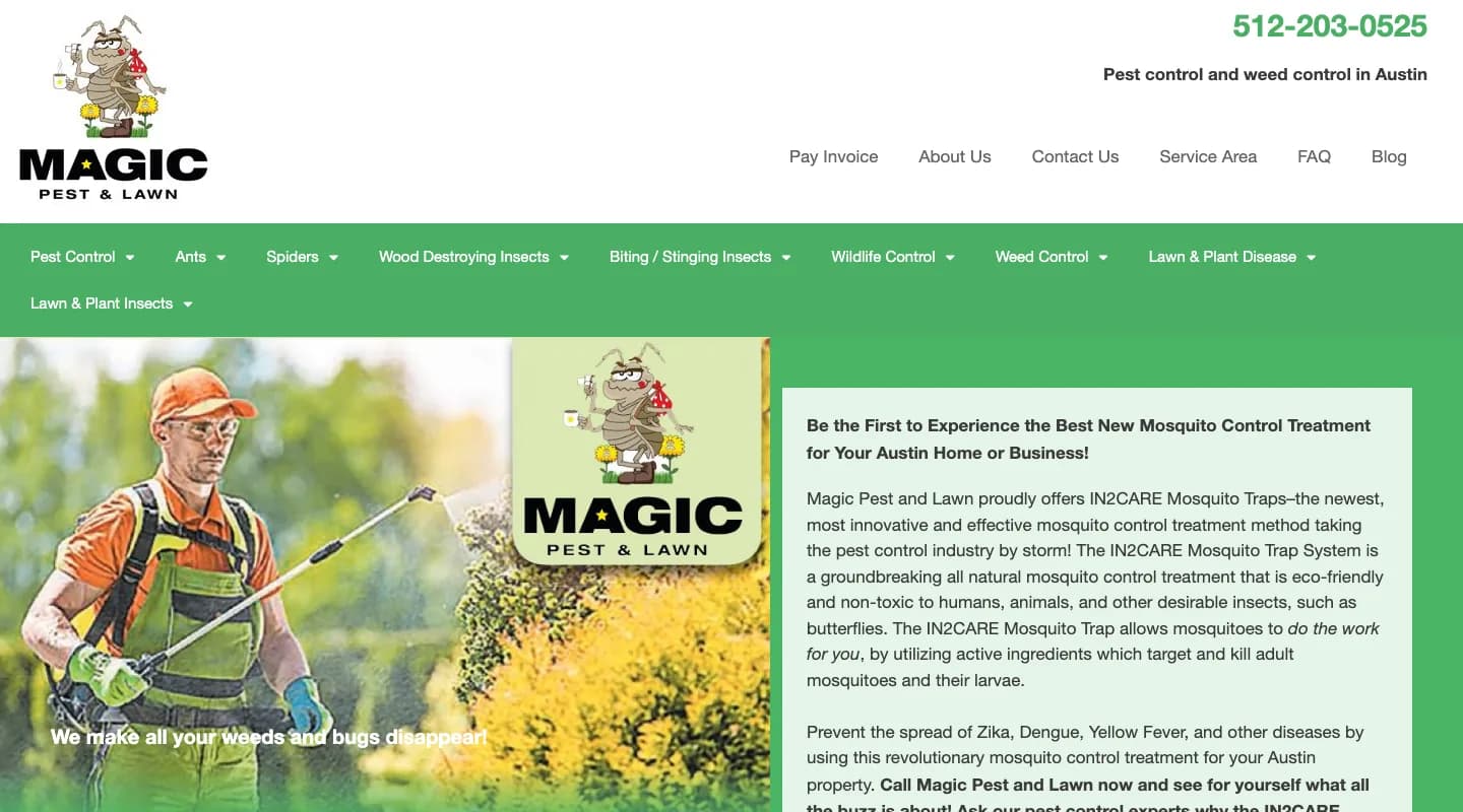 Magic Pest and Lawn website screenshot
