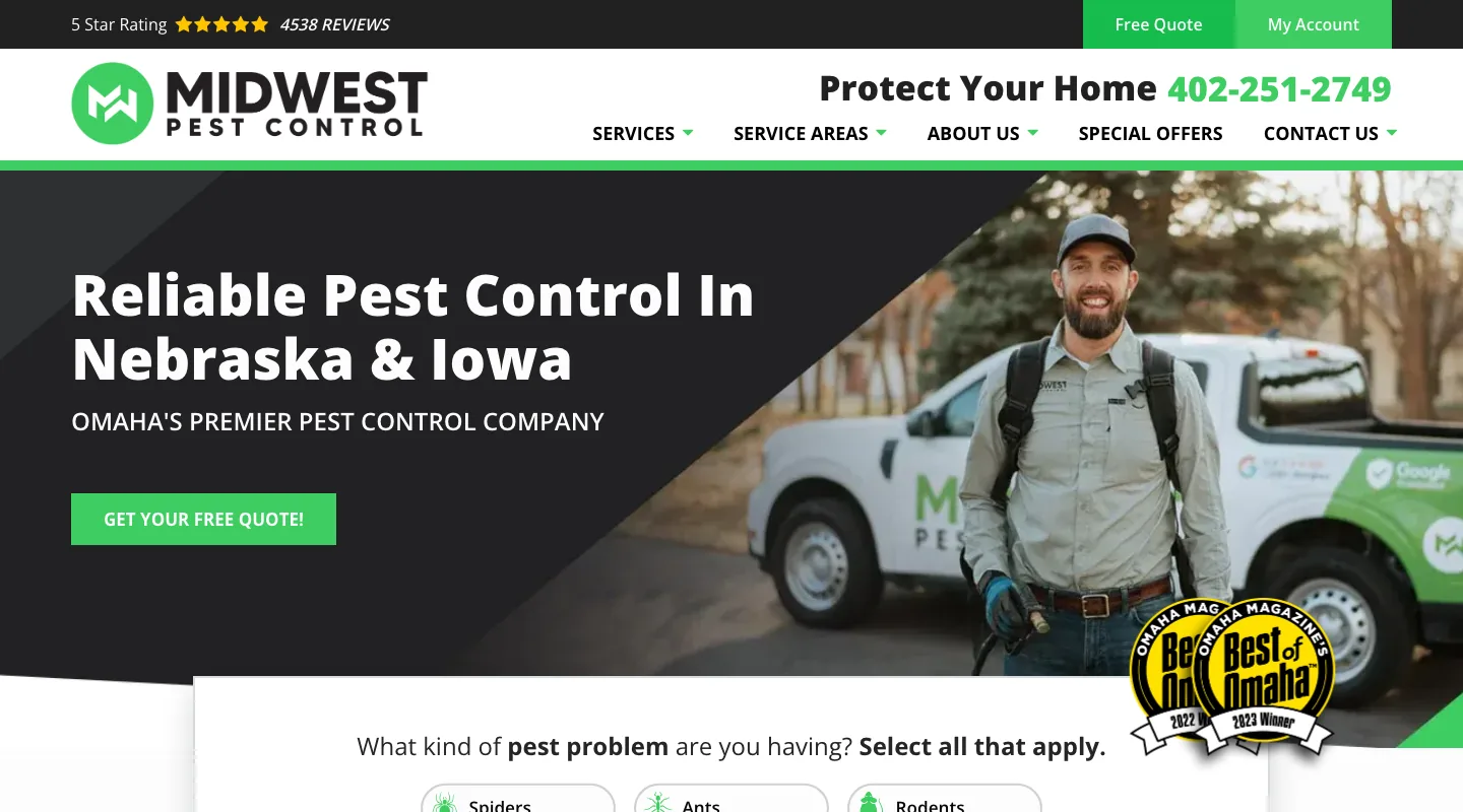 Midwest Pest Control website screenshot