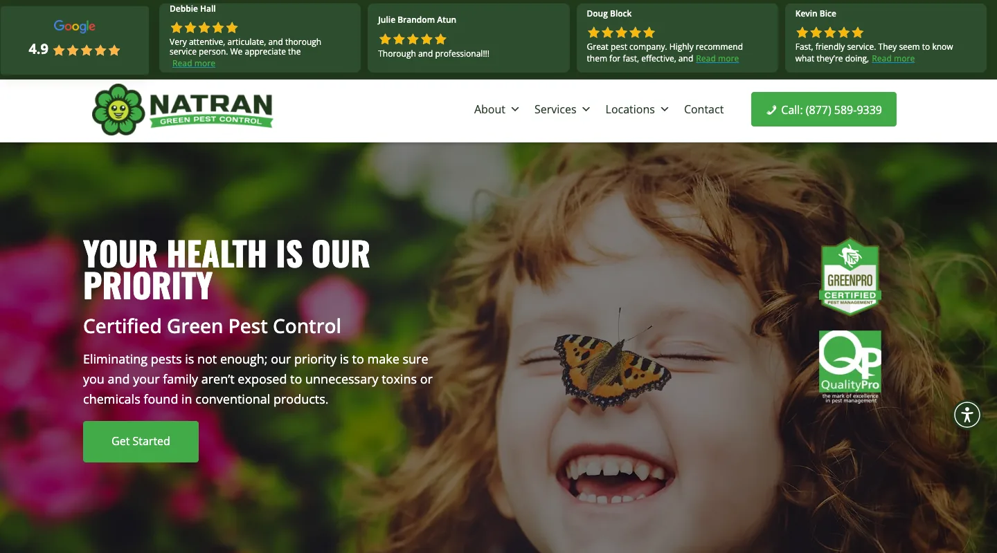 Natran Green Pest Control website screenshot