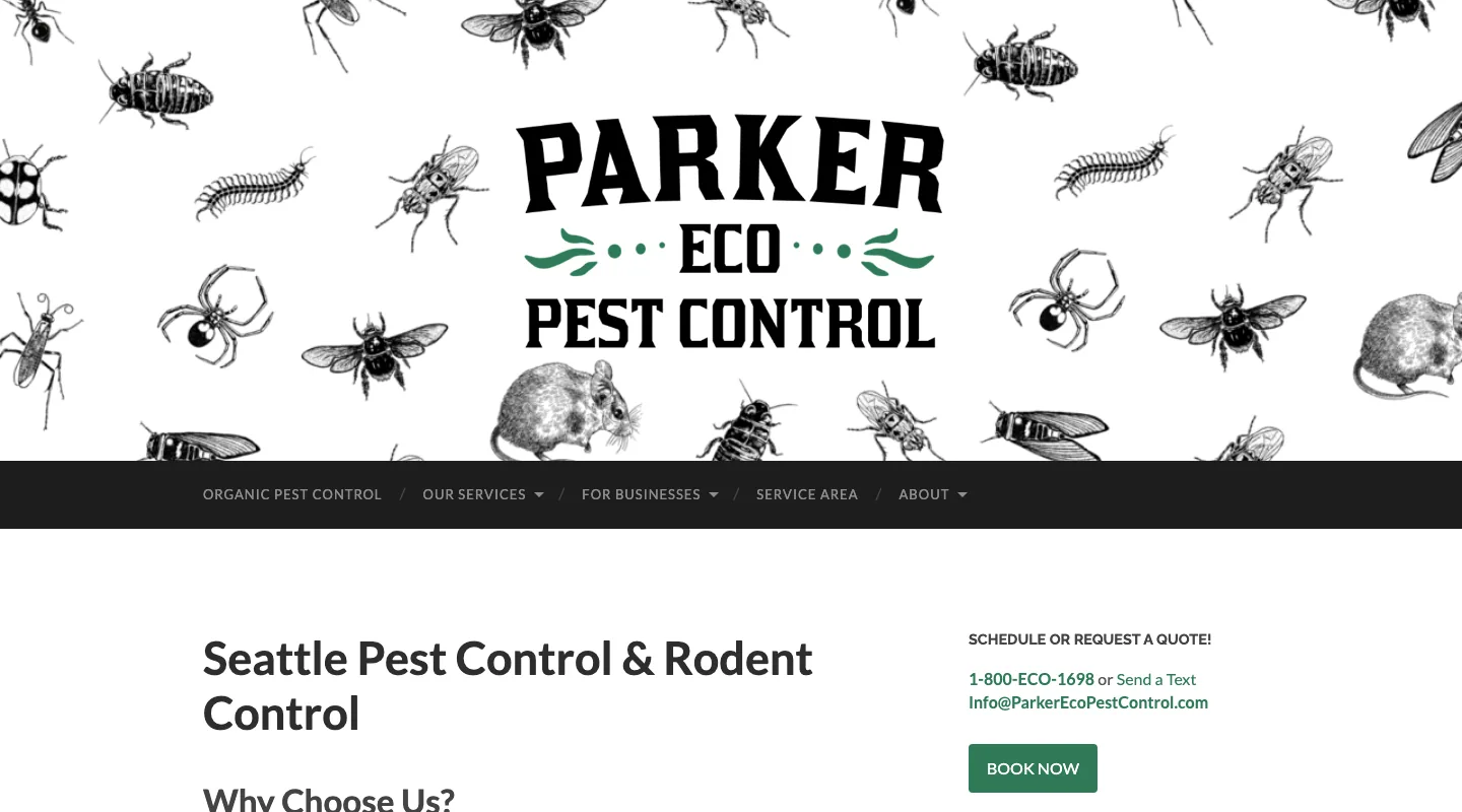 Parker Eco Pest Control website screenshot