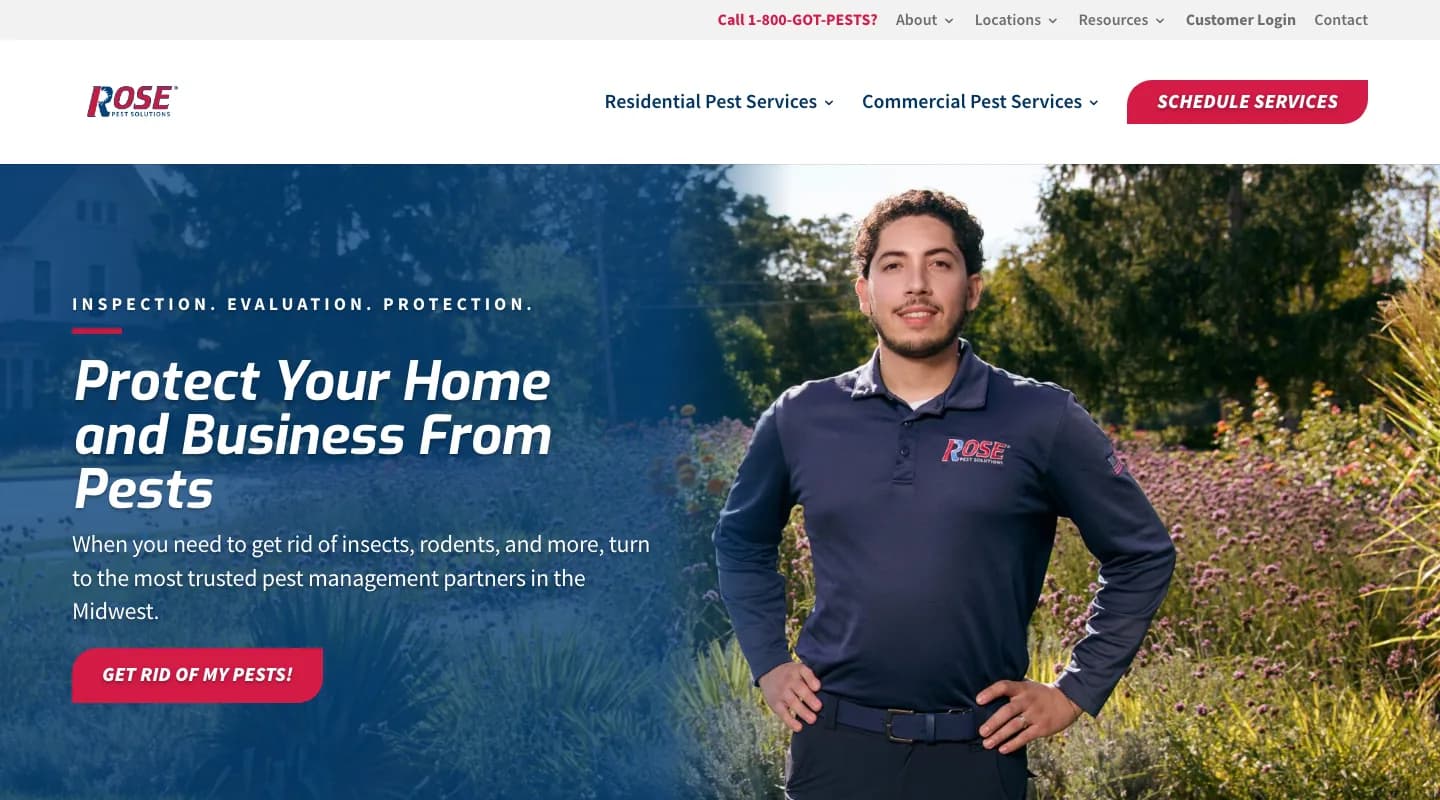 Rose Pest Solutions website screenshot