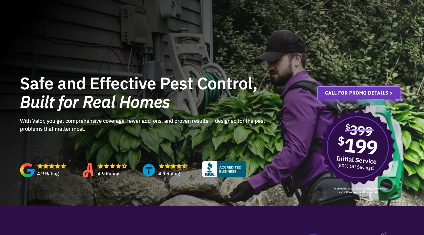 Valor Pest Solutions website screenshot