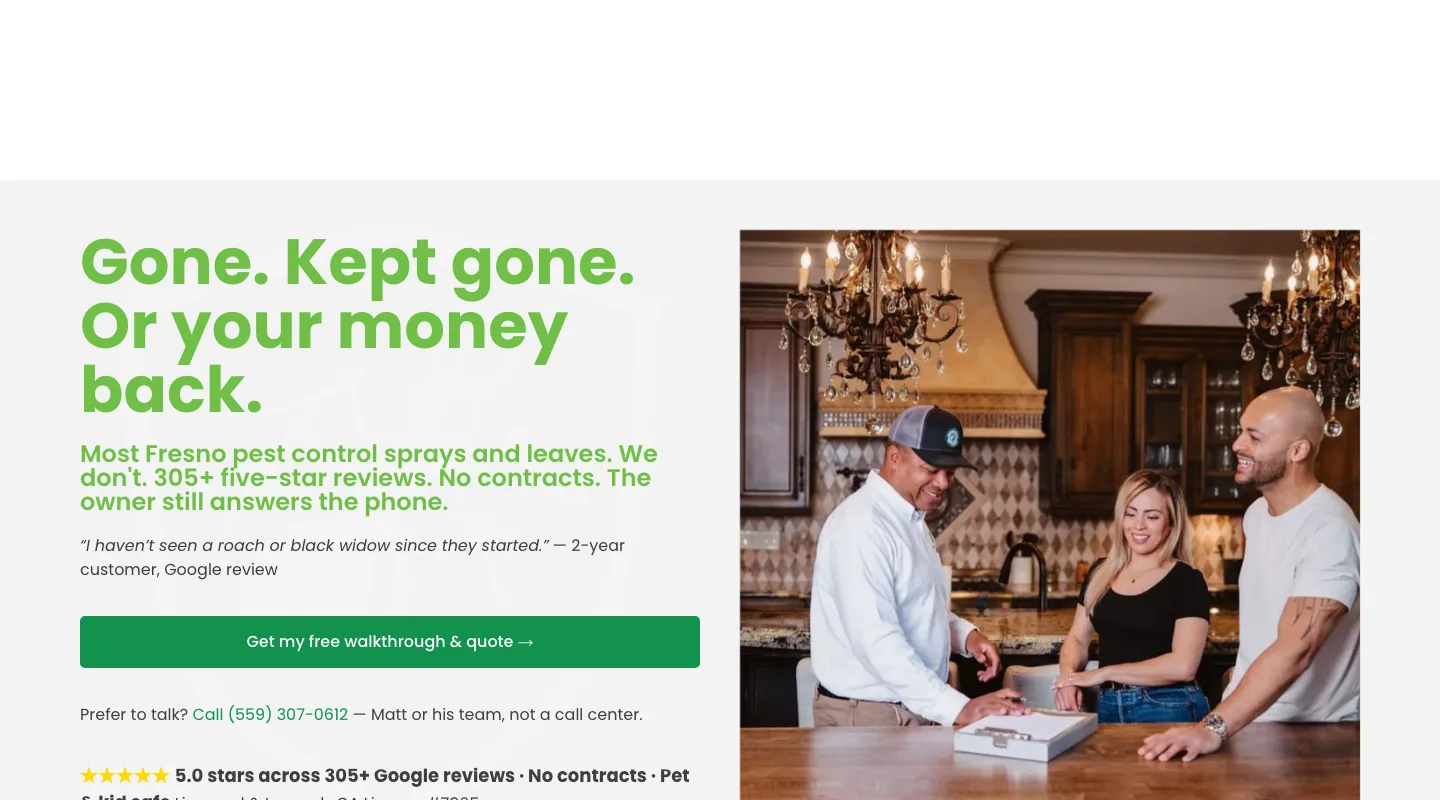 Valley Integrated Pest Control website screenshot