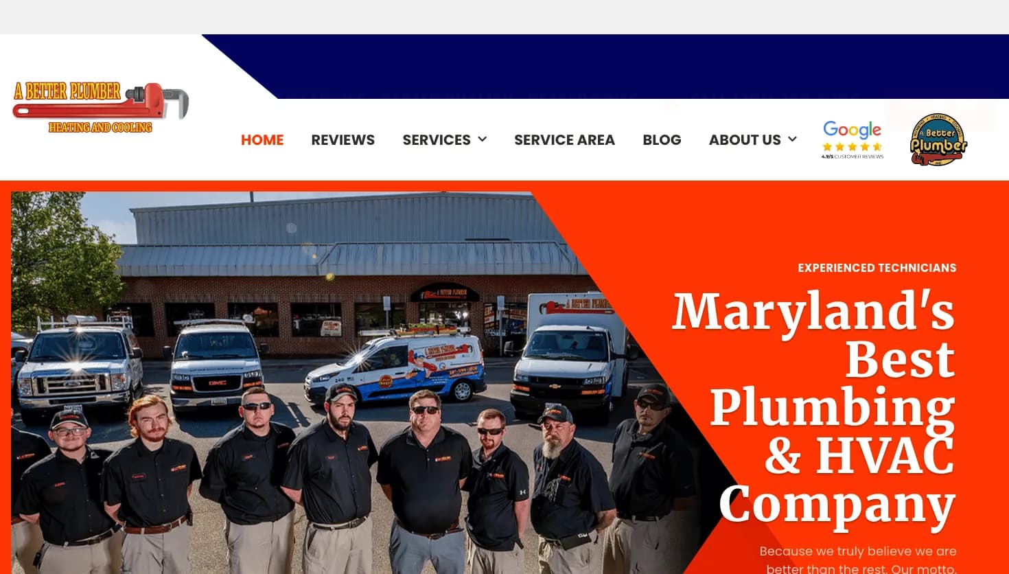 A Better Plumber website screenshot