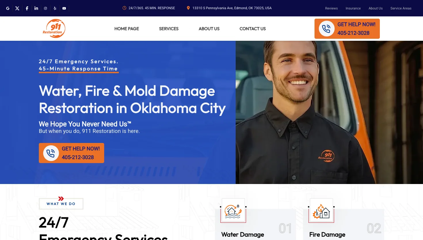 911 Restoration of Oklahoma City website screenshot