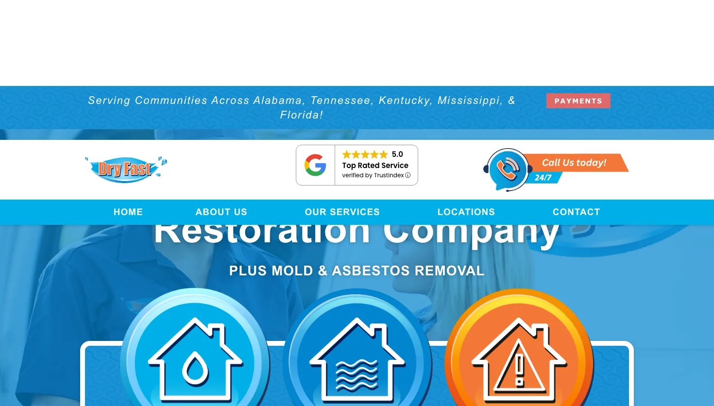 Dry Fast of Memphis - Water Damage Restoration website screenshot