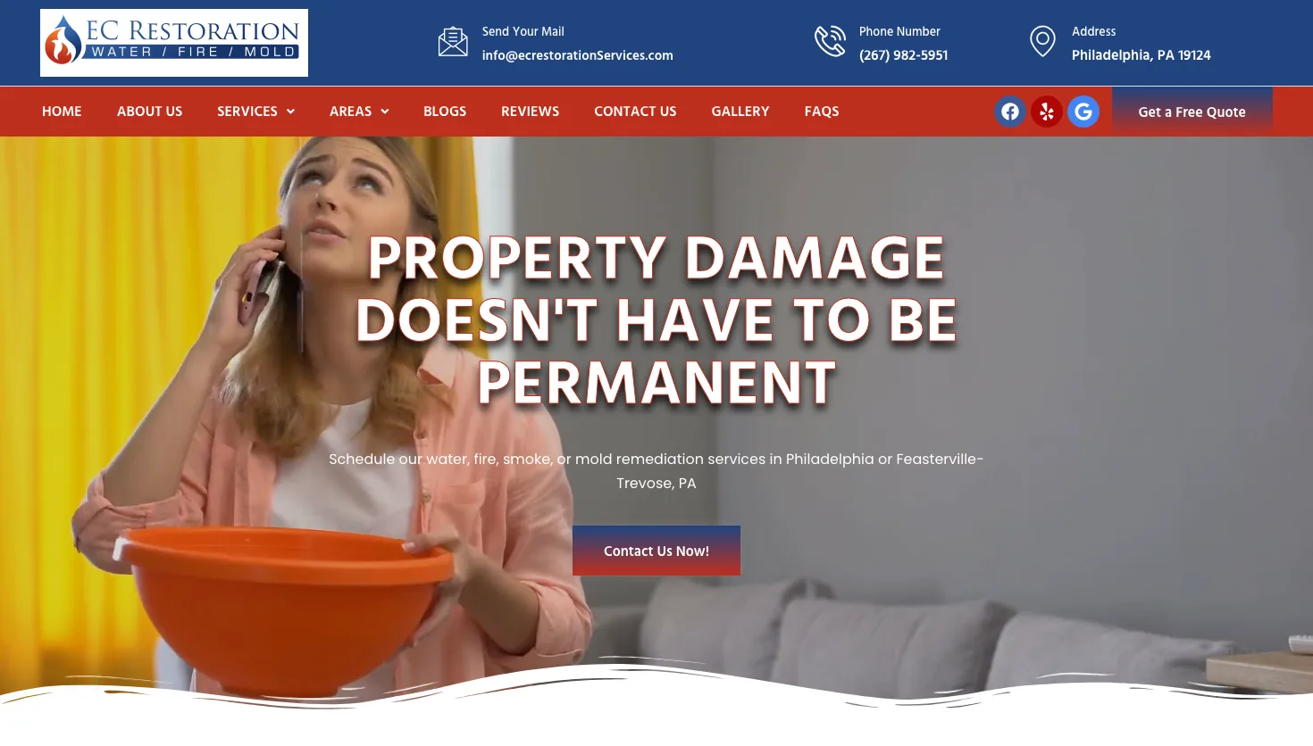 EC Restoration Services website screenshot
