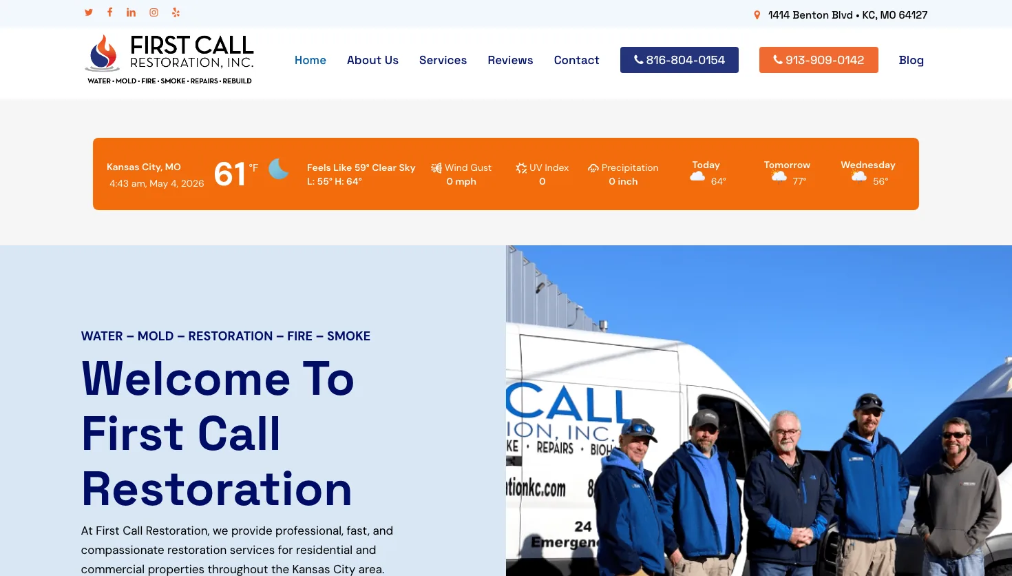 First Call Restoration website screenshot