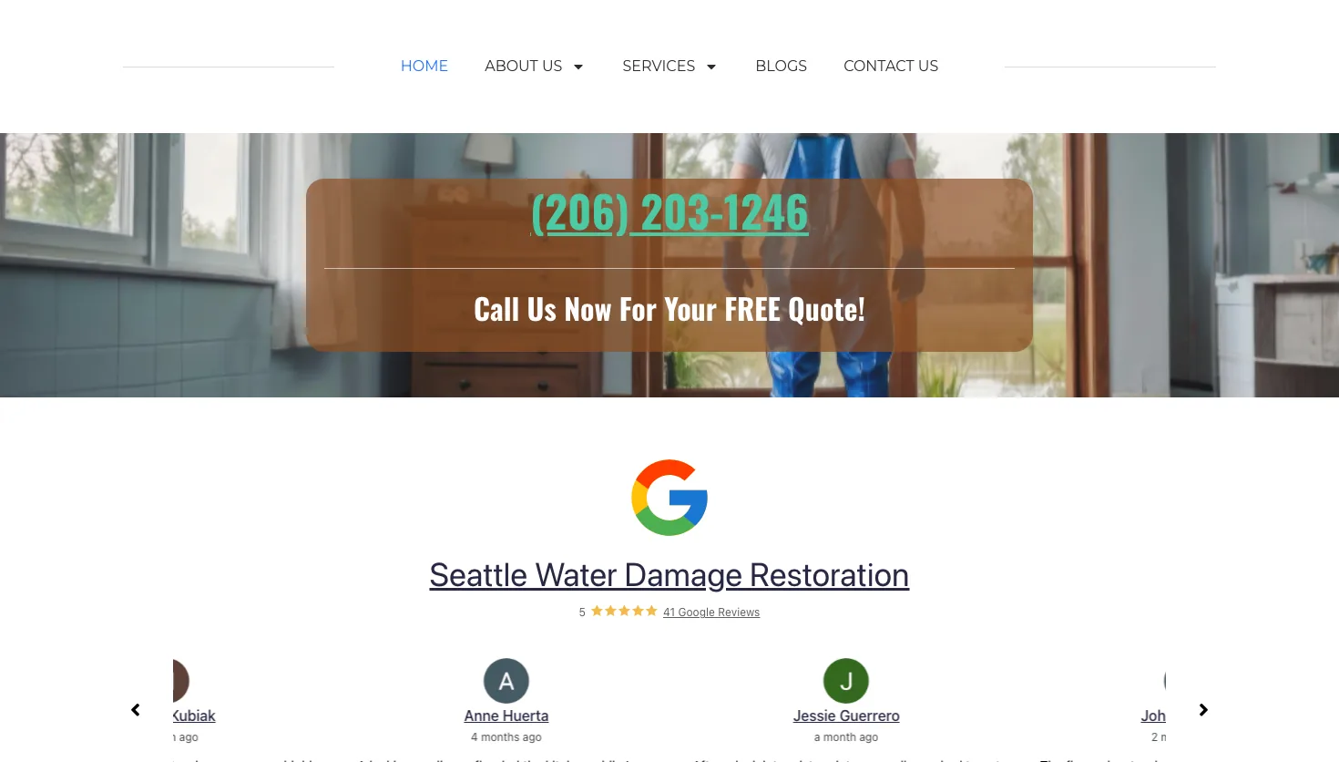 Seattle Water Damage Restoration website screenshot