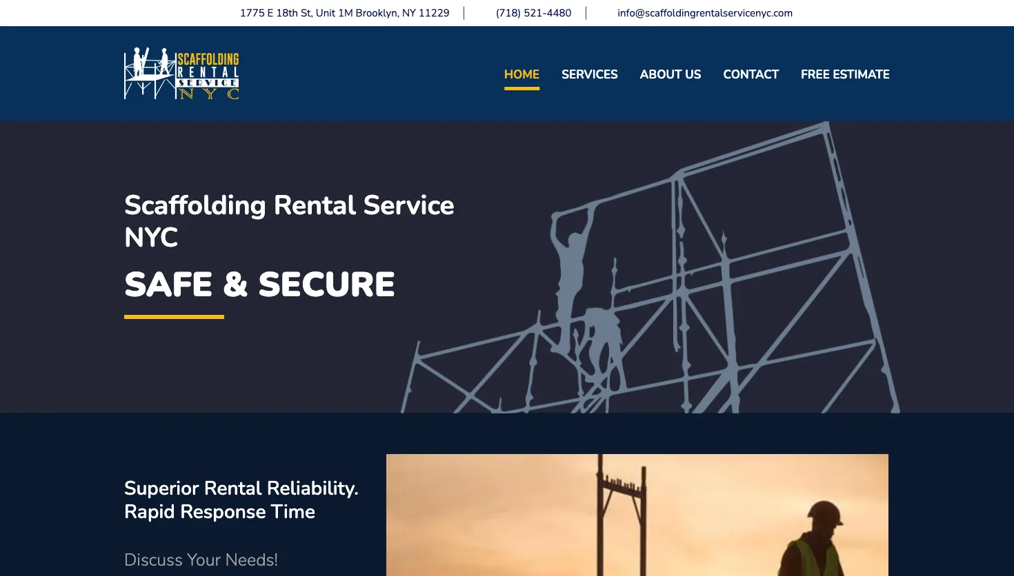 NYC Scaffolding Rental Service website screenshot