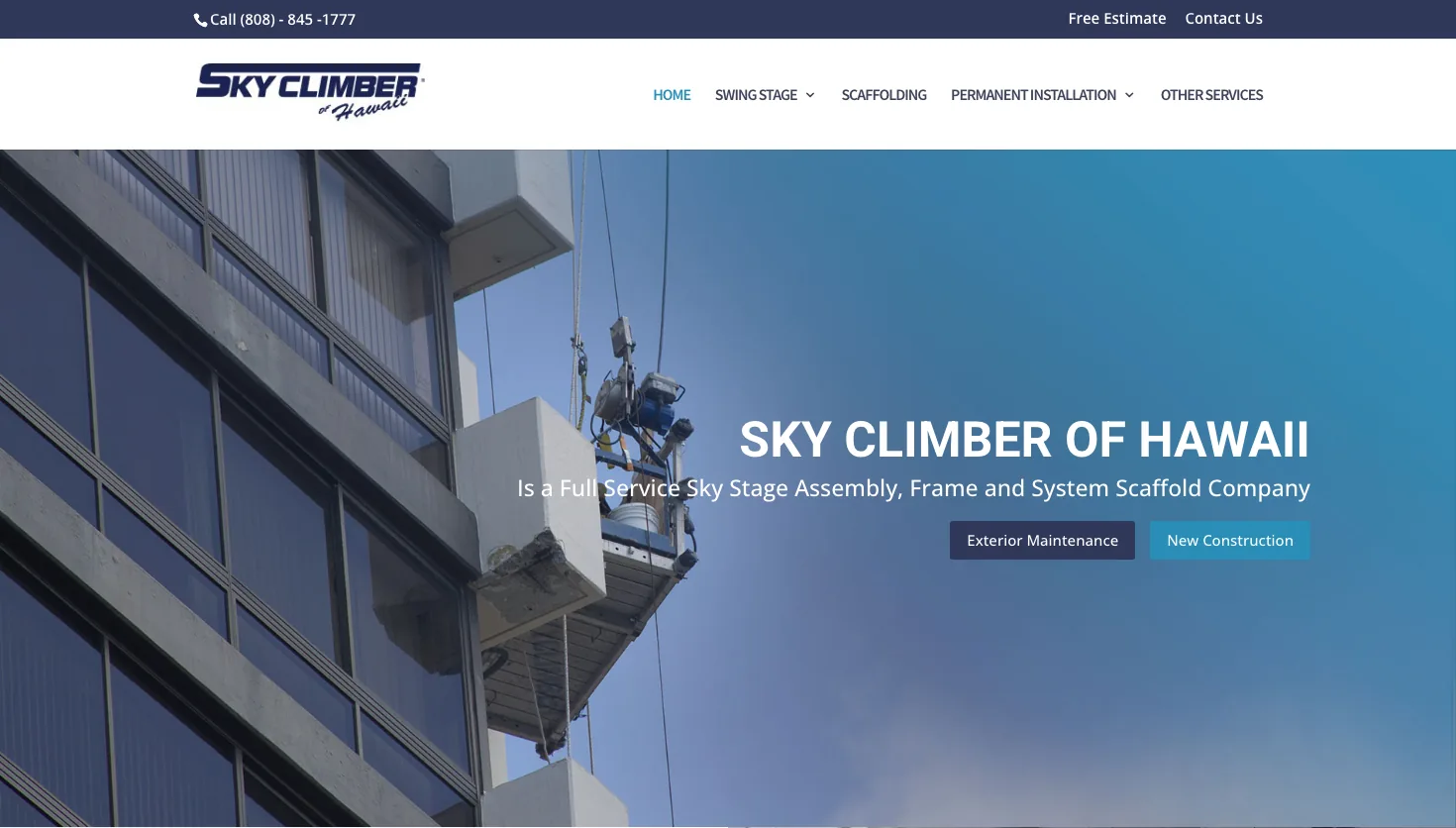 Sky Climber of Hawaii website screenshot