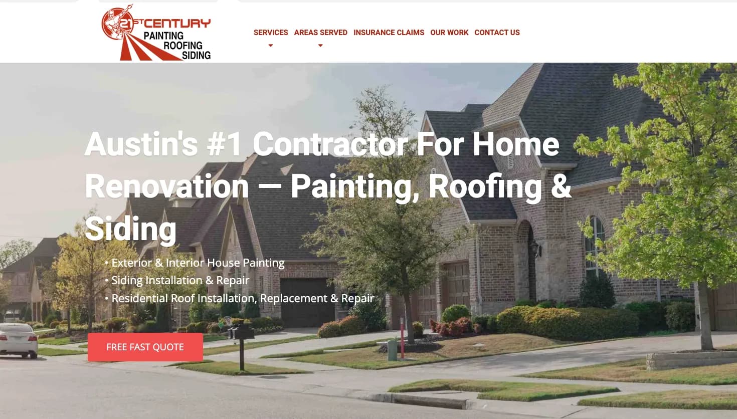 21st Century Painting, Roofing, & Siding of Austin website screenshot