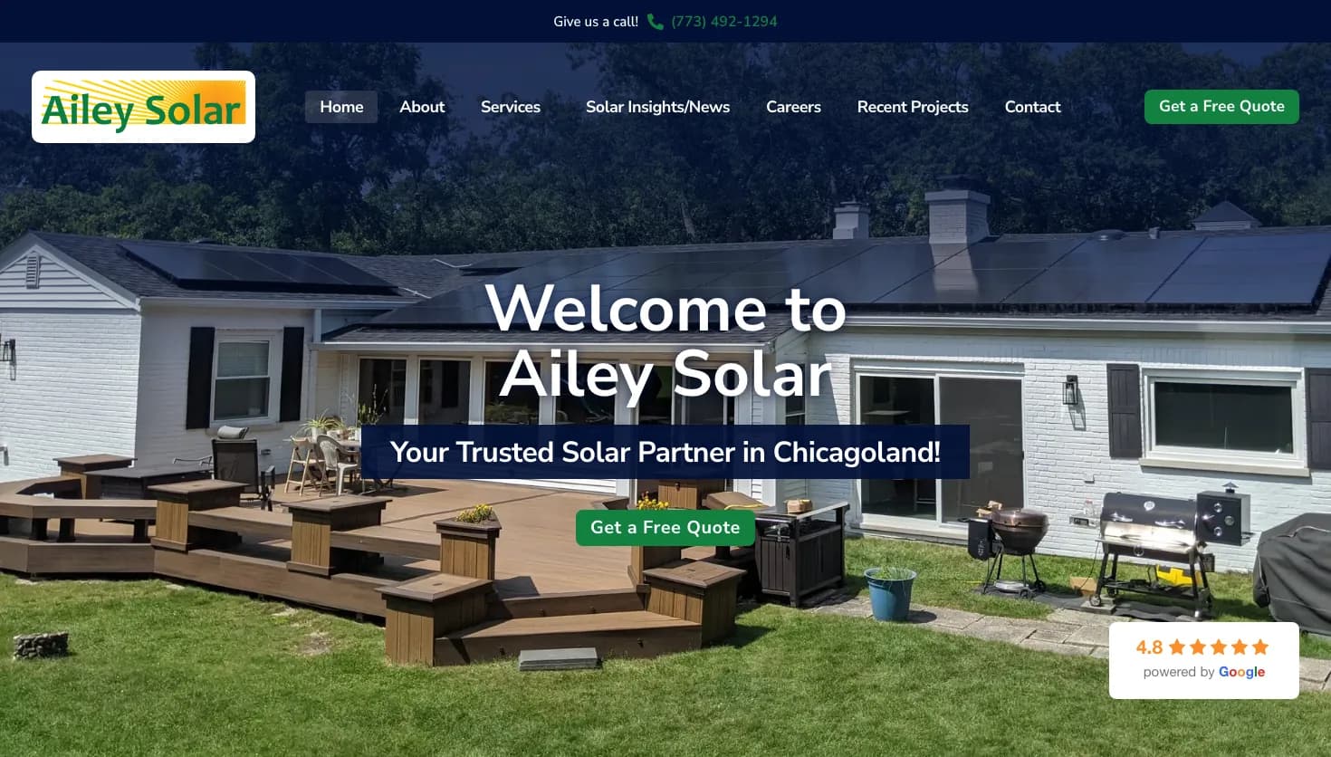 Ailey Solar website screenshot