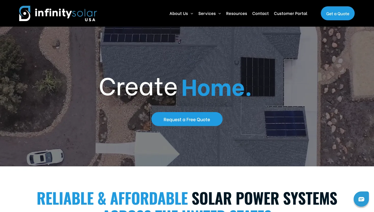 Infinity Solar USA website screenshot