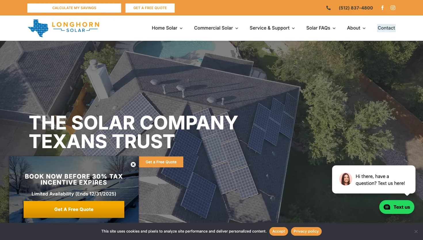 Longhorn Solar - San Antonio website screenshot
