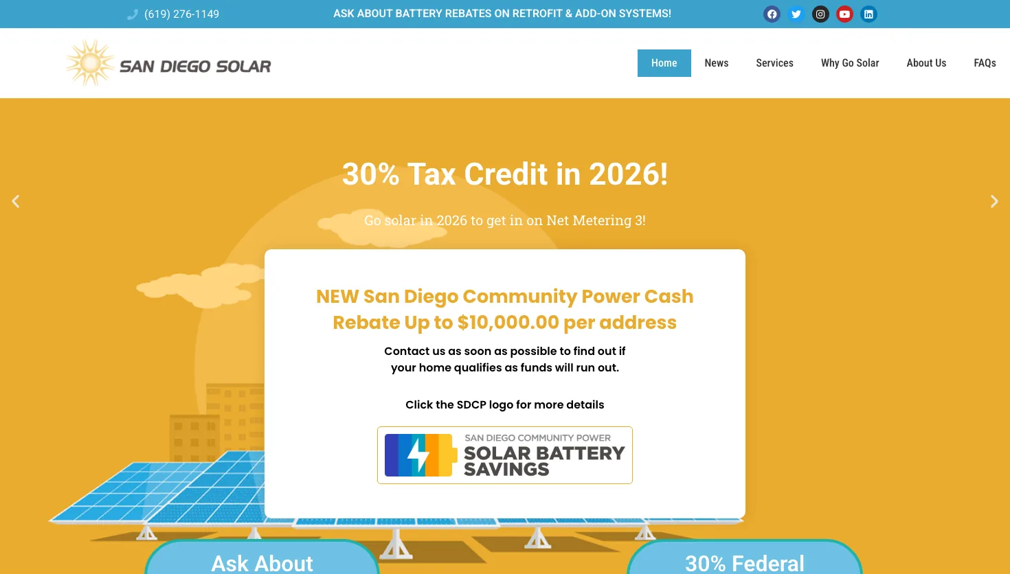 San Diego Solar Inc website screenshot