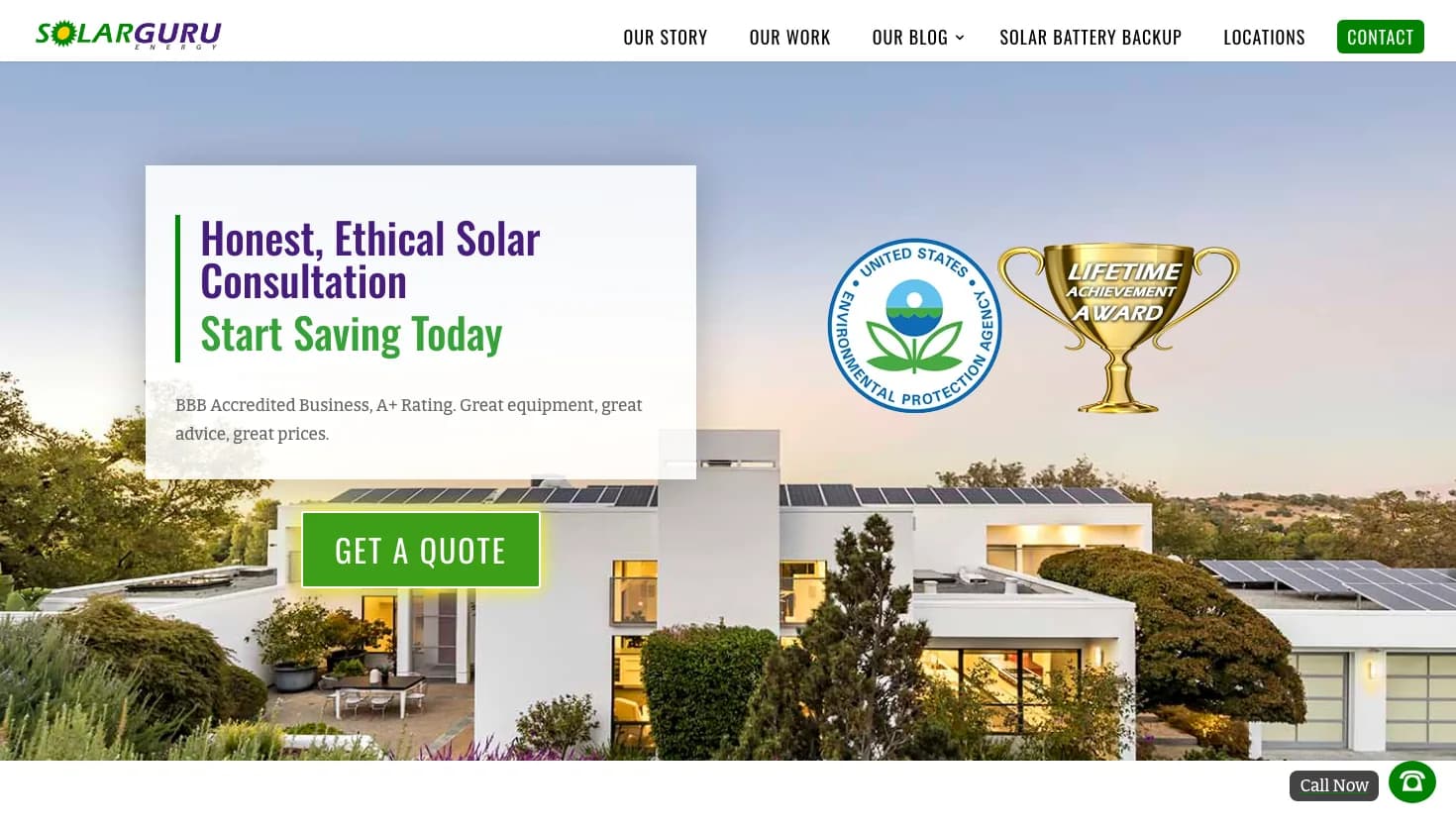 SolarGuru Energy website screenshot