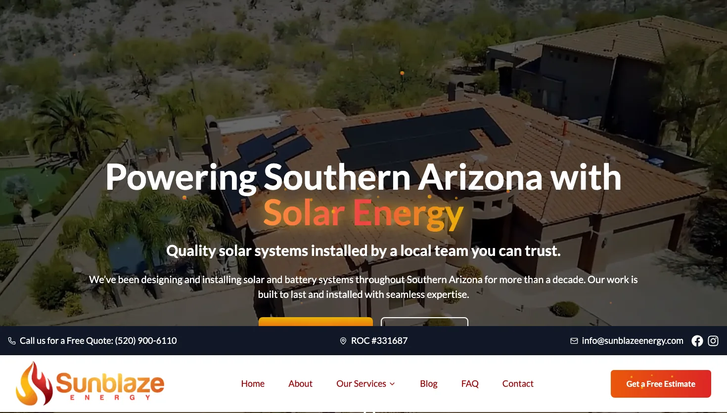 Sunblaze Energy website screenshot