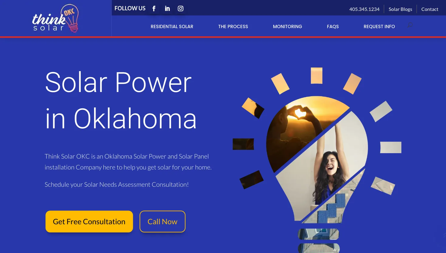 think solar OKC website screenshot