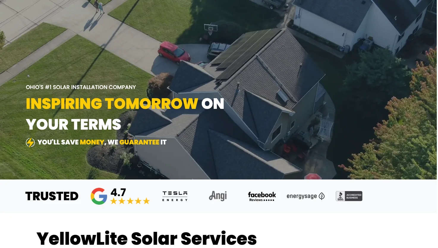YellowLite - Solar Panels in Ohio website screenshot