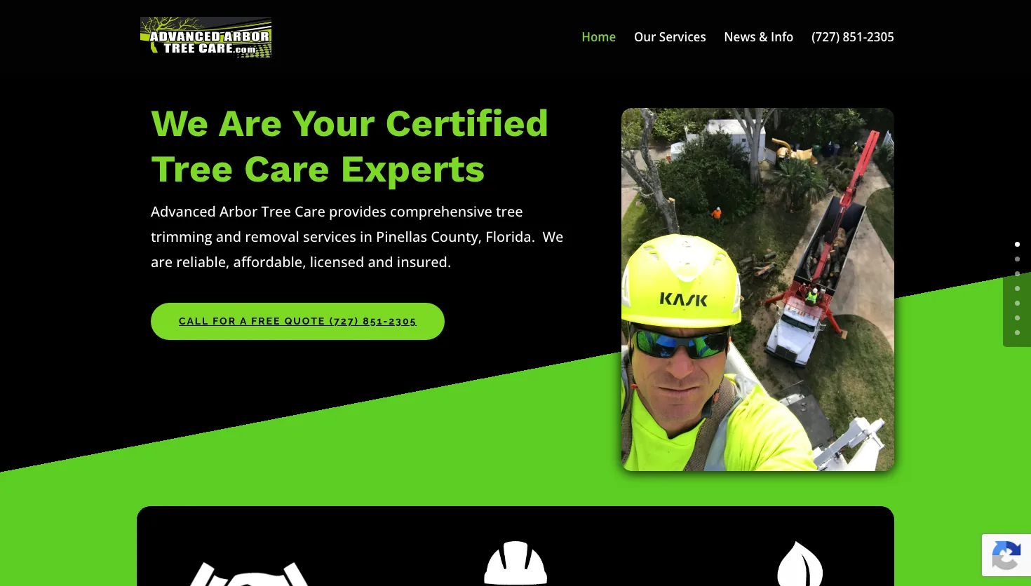 Advanced Arbor Professional Tree Care website screenshot