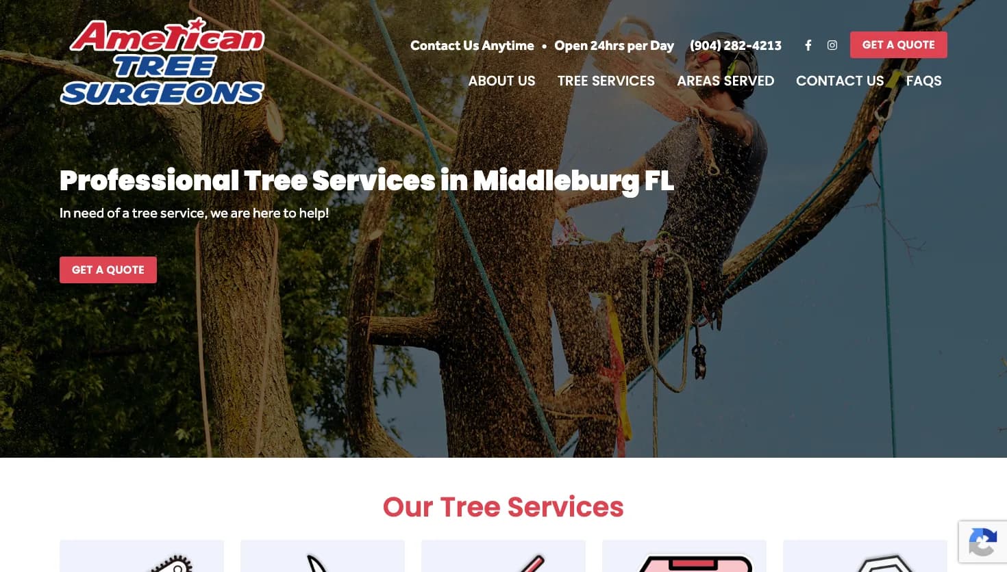 American Tree Surgeons, Inc. website screenshot