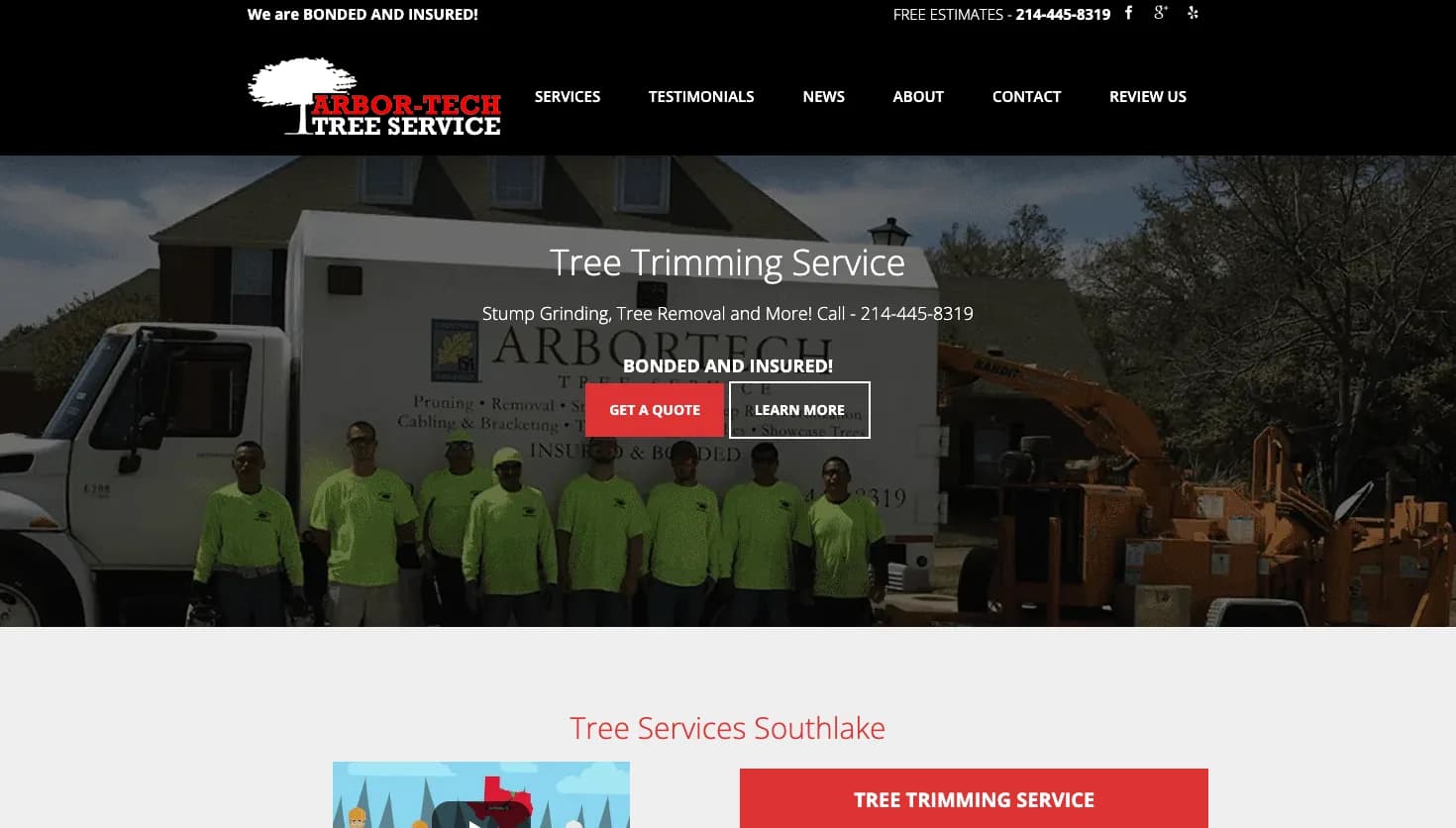 ArborTech Tree Service website screenshot