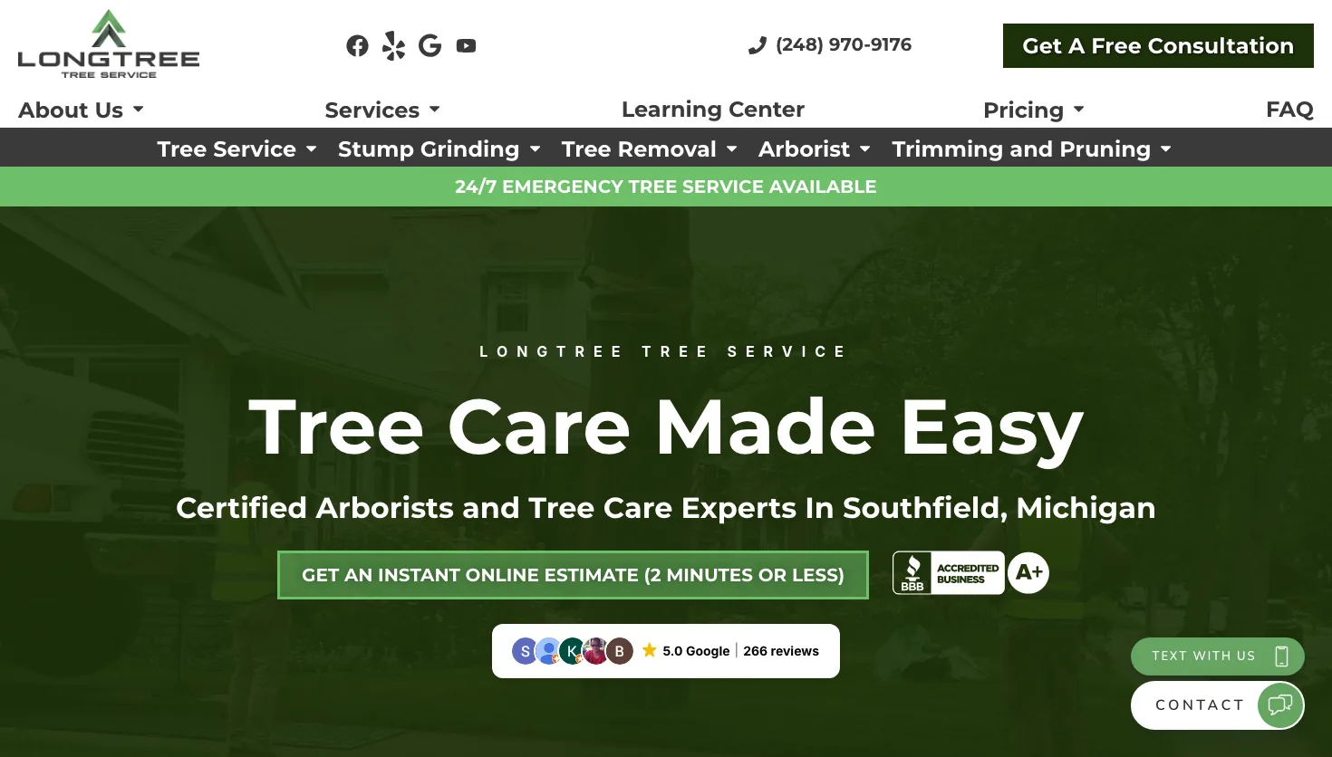 Longtree Tree Service website screenshot