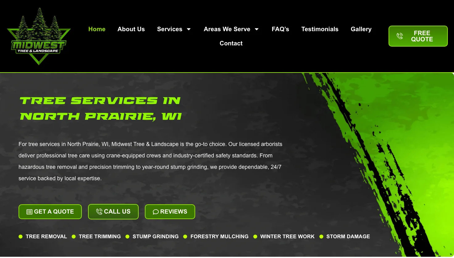 Midwest Tree & Landscape LLC website screenshot