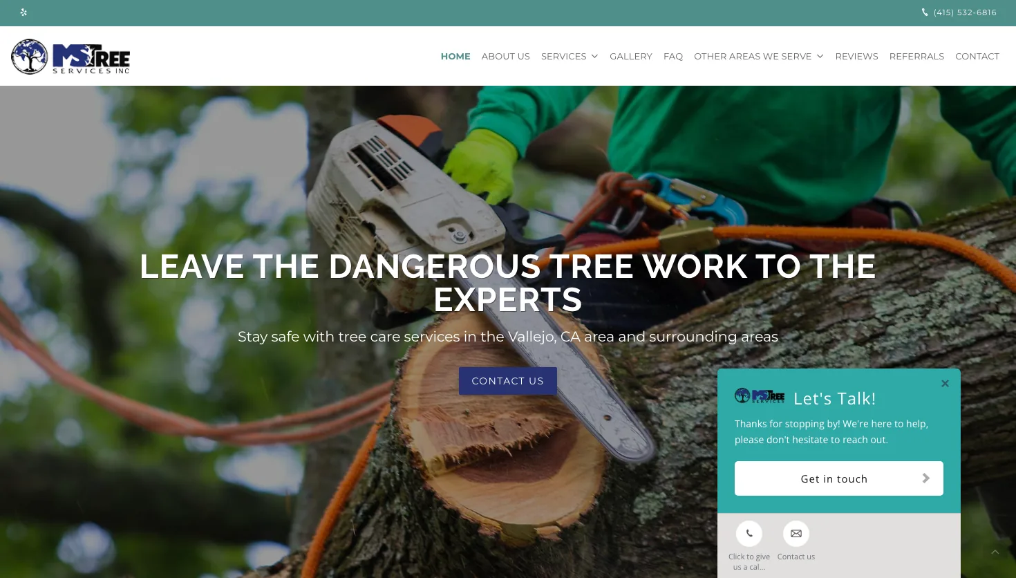 MS Tree Services Inc website screenshot