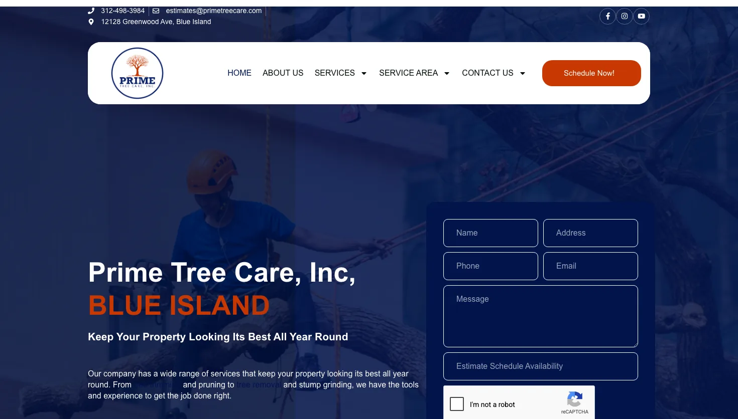 Prime Tree Care, Inc website screenshot