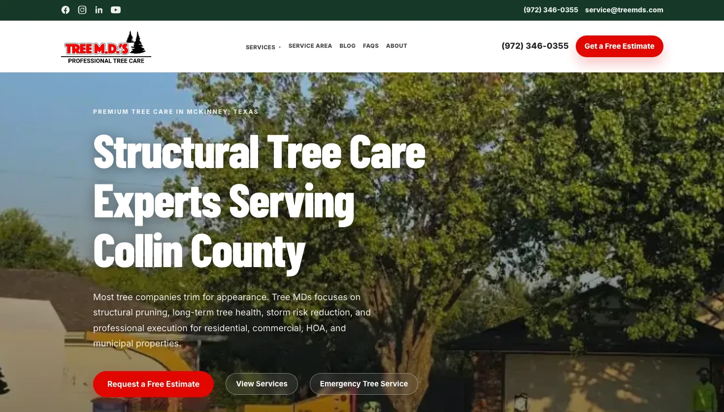 Tree MD's Tree Service LLC website screenshot